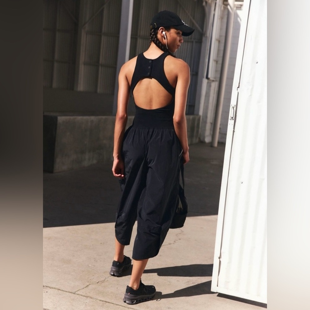 FREE PEOPLE FP MOVEMENT BLACK PLIÉ ONESIE JUMPSUIT